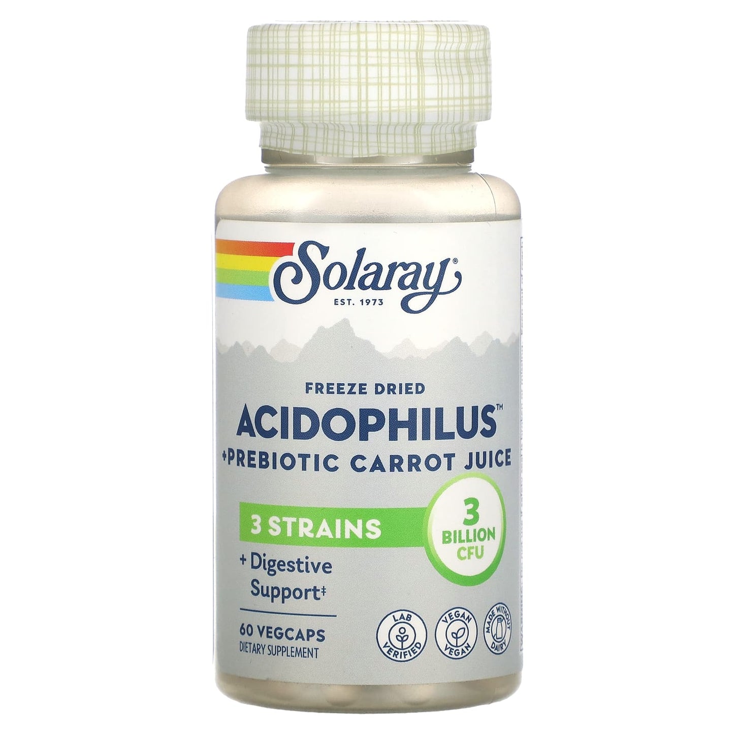 Solaray-Freeze Dried Acidophilus + Prebiotic Carrot Juice-3 Billion CFU-60 VegCaps