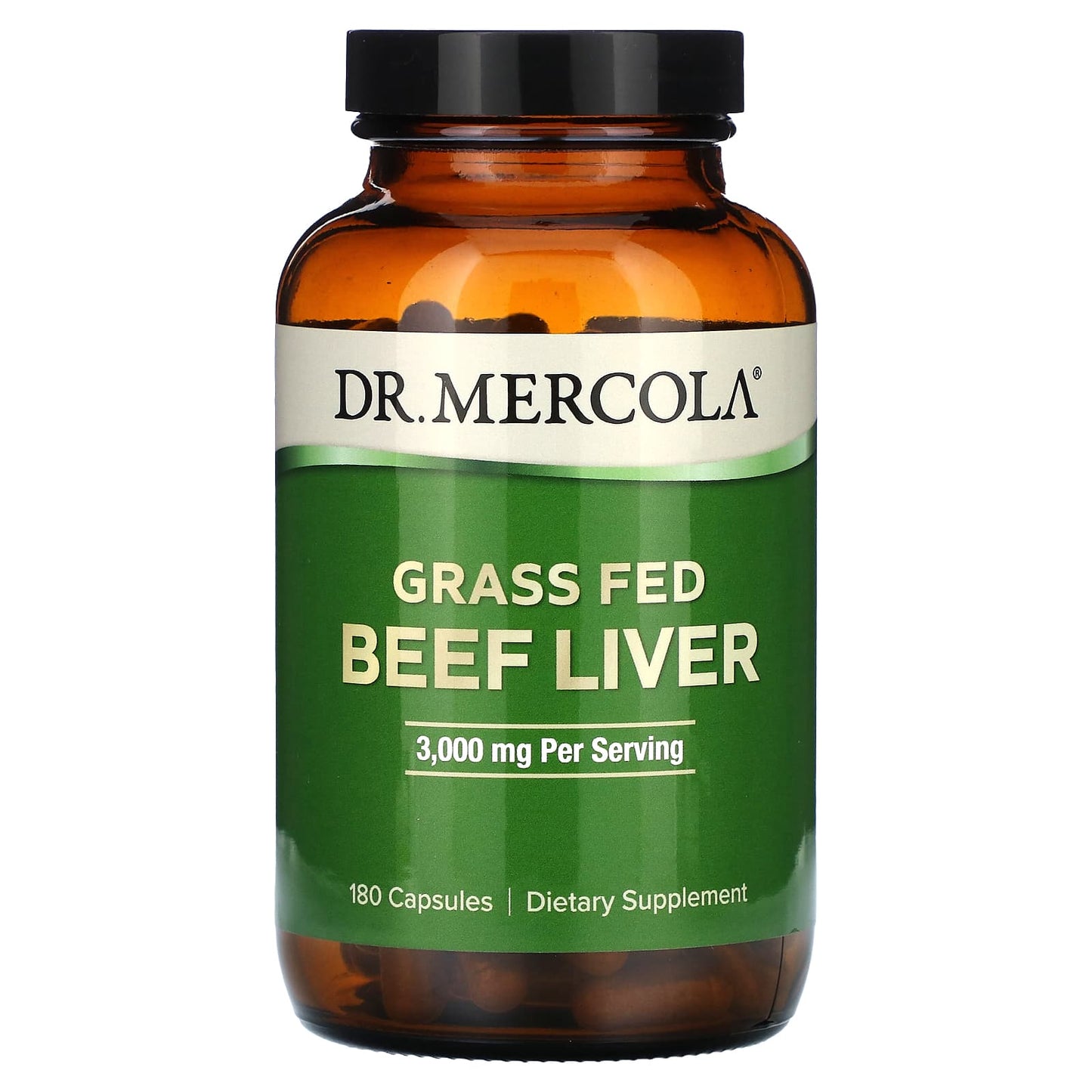 Dr. Mercola-Grass Fed Beef Liver-500 mg-180 Capsules