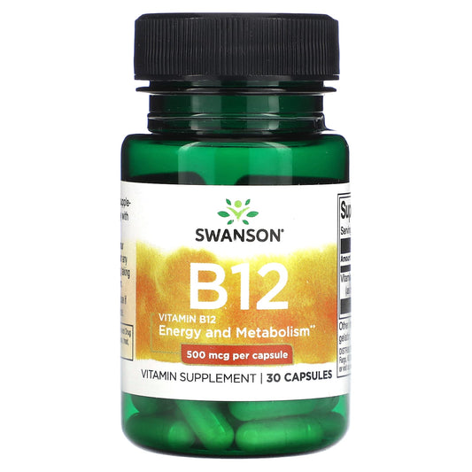 Swanson-Vitamin B12-500 mcg-30 Capsules