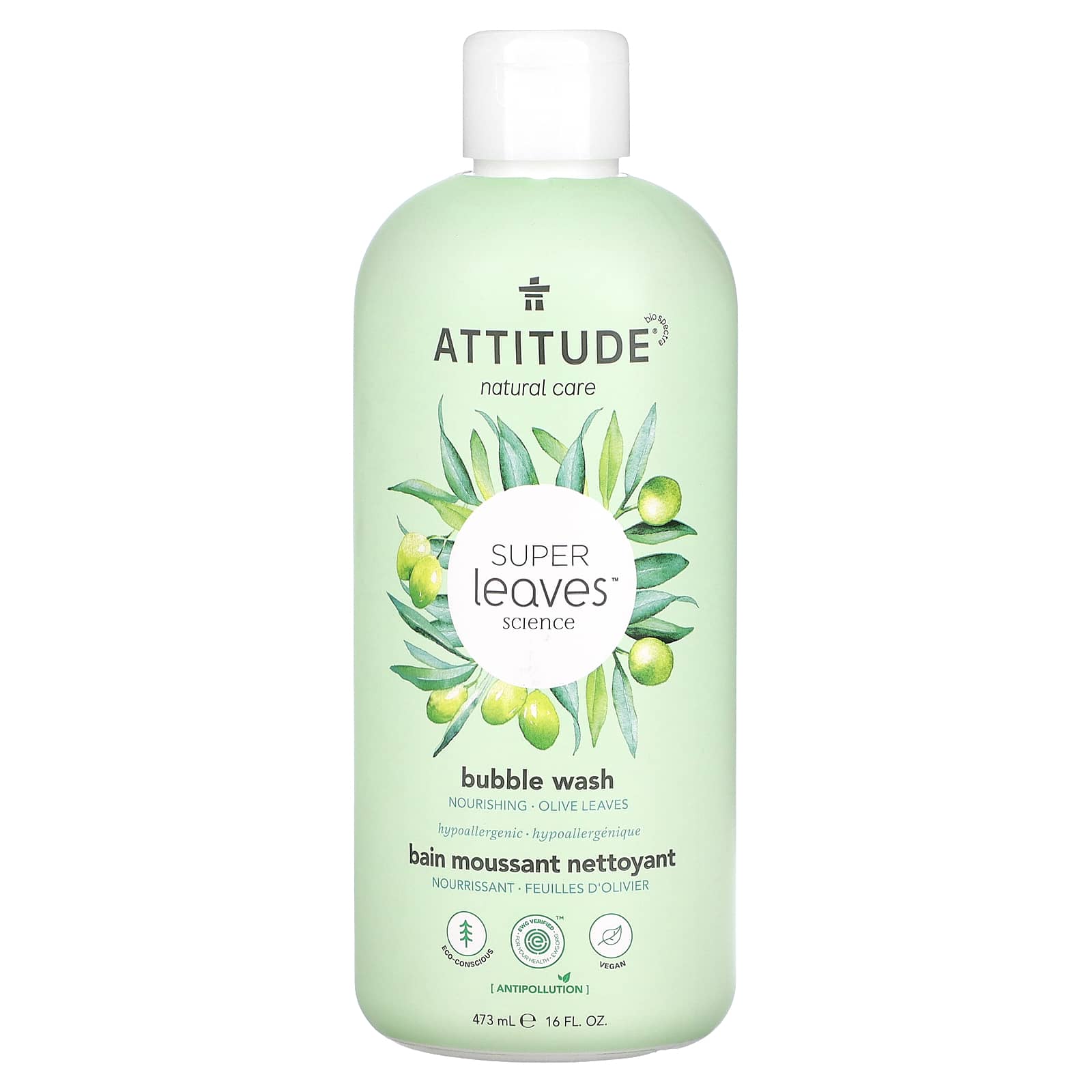 ATTITUDE-Super Leaves Science-Bubble Wash-Olive Leaves-16 fl oz (473 ml)