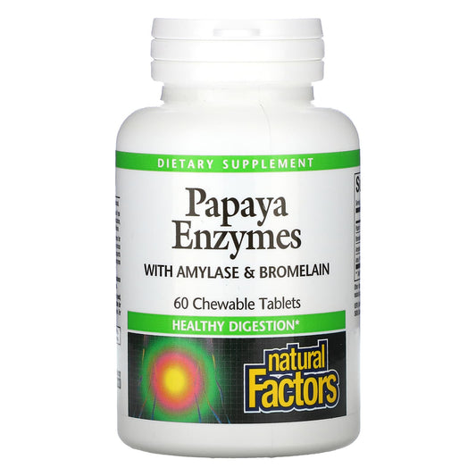 Natural Factors-Papaya Enzymes with Amylase & Bromelain-60 Chewable Tablets