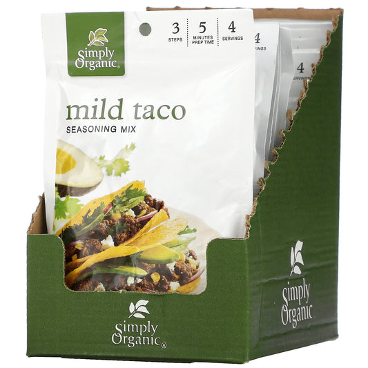 Simply Organic-Mild Taco Seasoning Mix-12 Packets-1 oz (28 g) Each