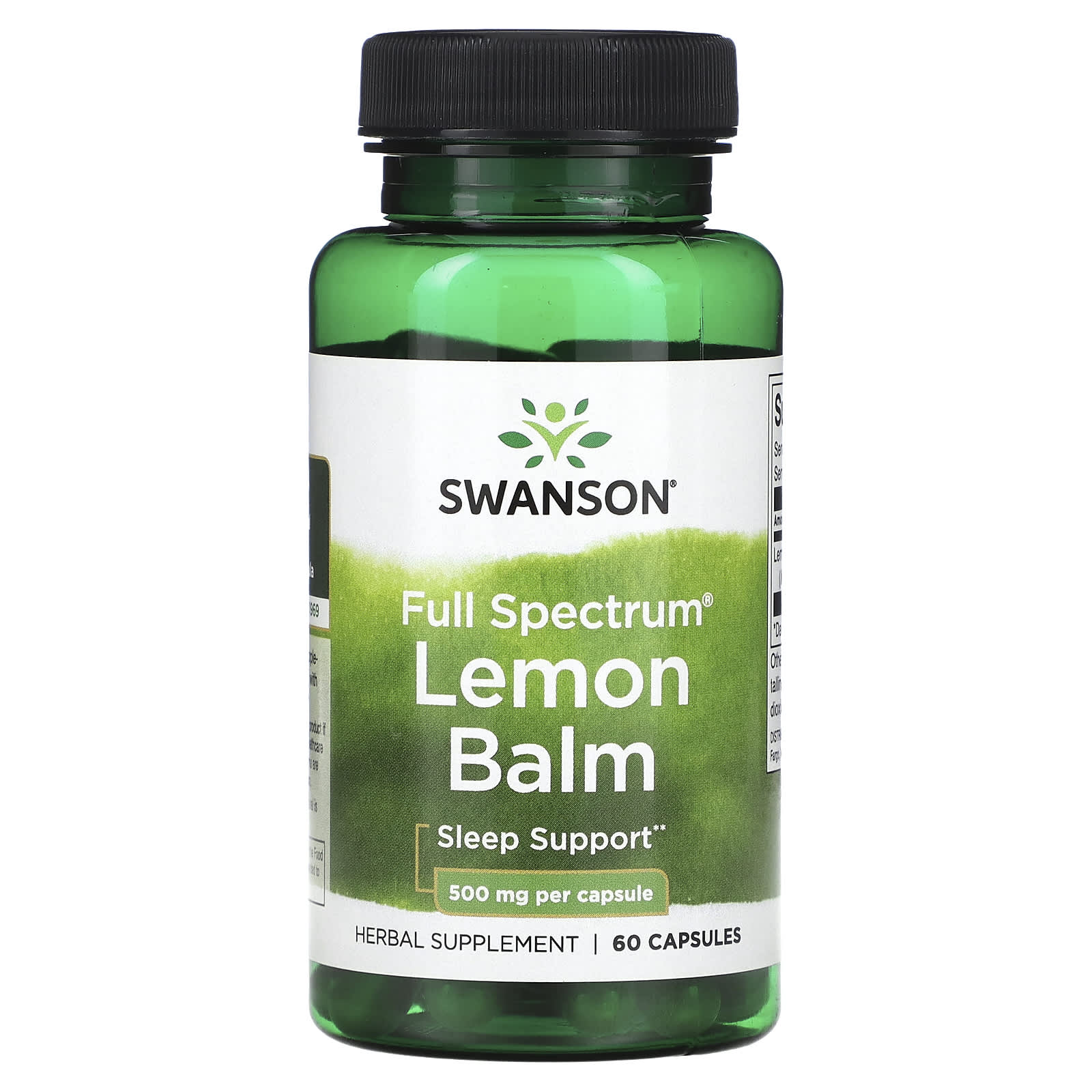 Swanson-Full Spectrum Lemon Balm-500 mg-60 Capsules