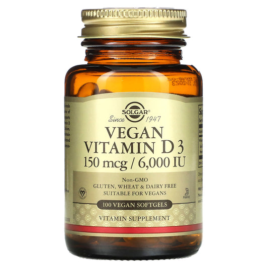 Solgar-Vegan Vitamin D3-150 mcg / 6,000 IU-100 Vegan Softgels