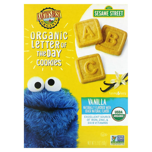 Earth's Best-Organic Letter of the Day Cookies-2+ Years-Vanilla-5.3 oz (150 g)