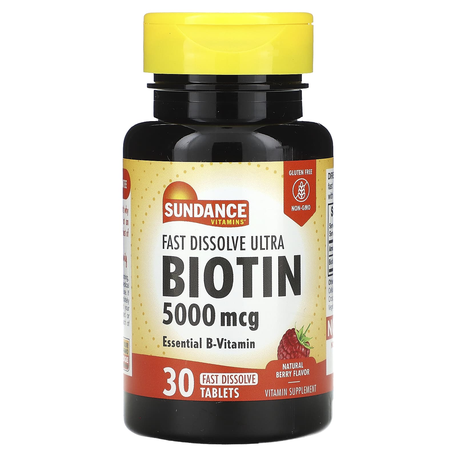 Sundance Vitamins-Fast Dissolve Ultra Biotin-Natural Berry-5,000 mcg-30 Fast Dissolve Tablets