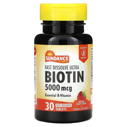 Sundance Vitamins-Fast Dissolve Ultra Biotin-Natural Berry-5,000 mcg-30 Fast Dissolve Tablets