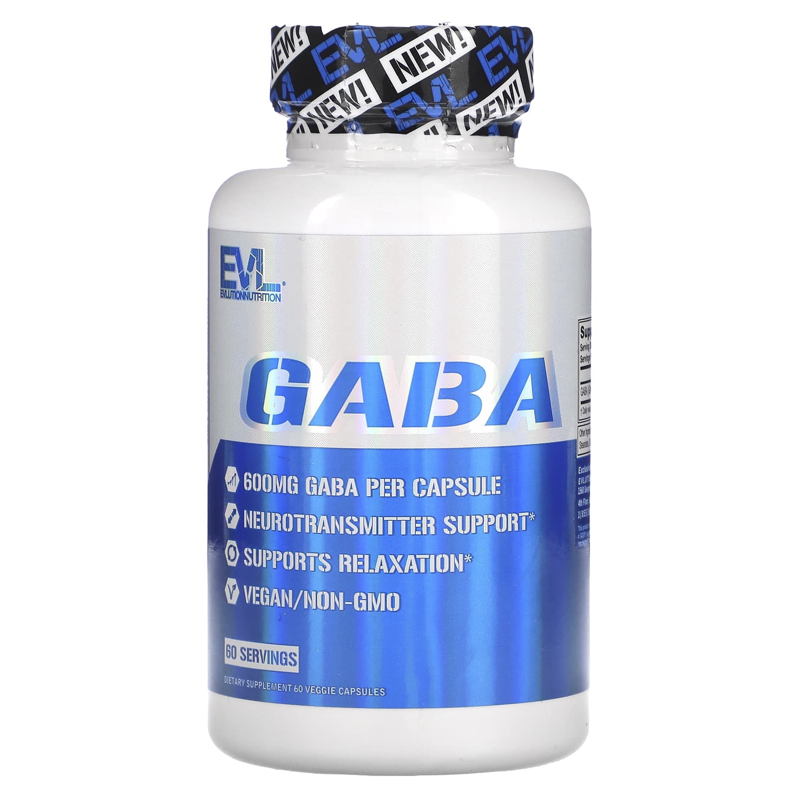 EVLution Nutrition-GABA-600 mg-60 Veggie Capsules