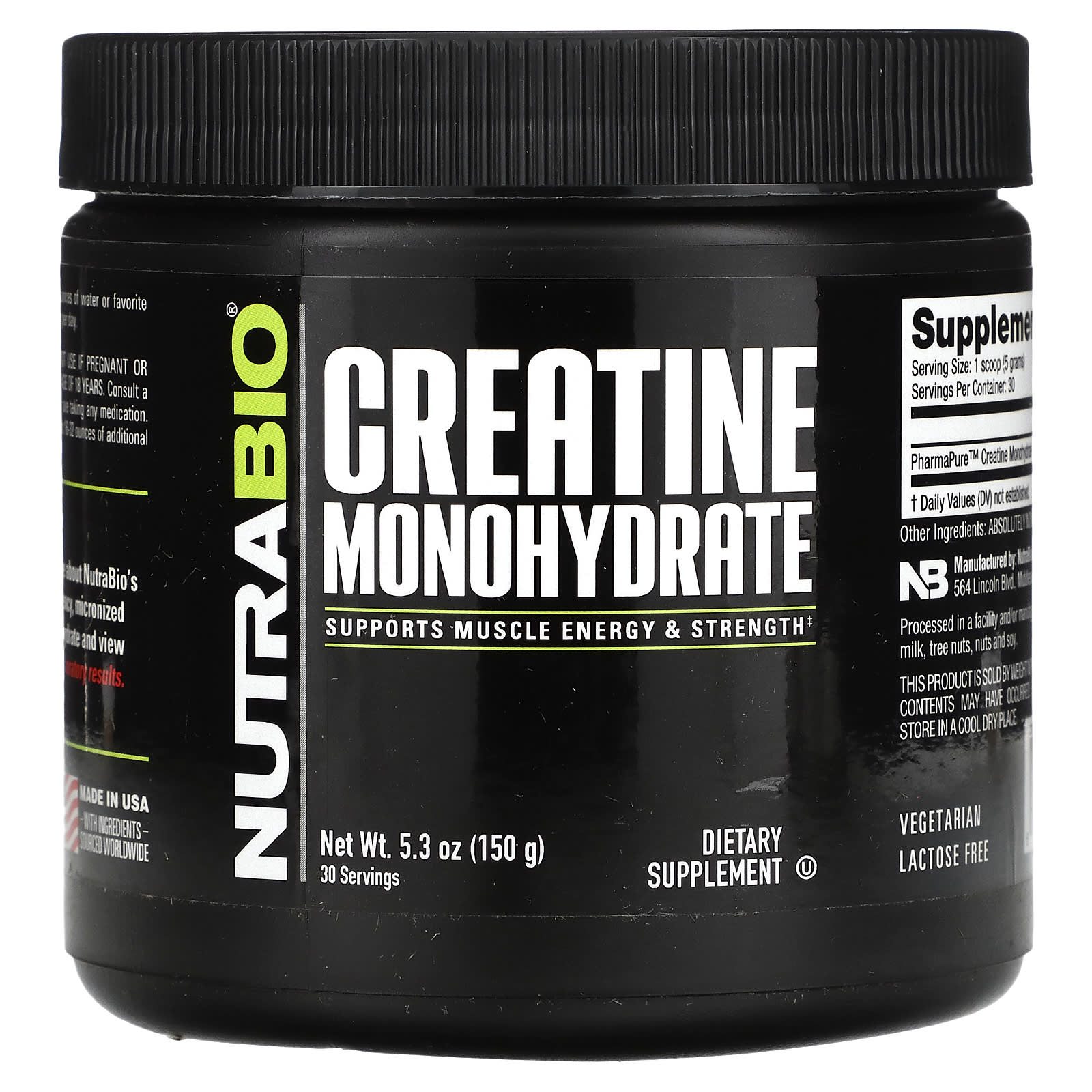 NutraBio-Creatine Monohydrate-5.3 oz (150 g)