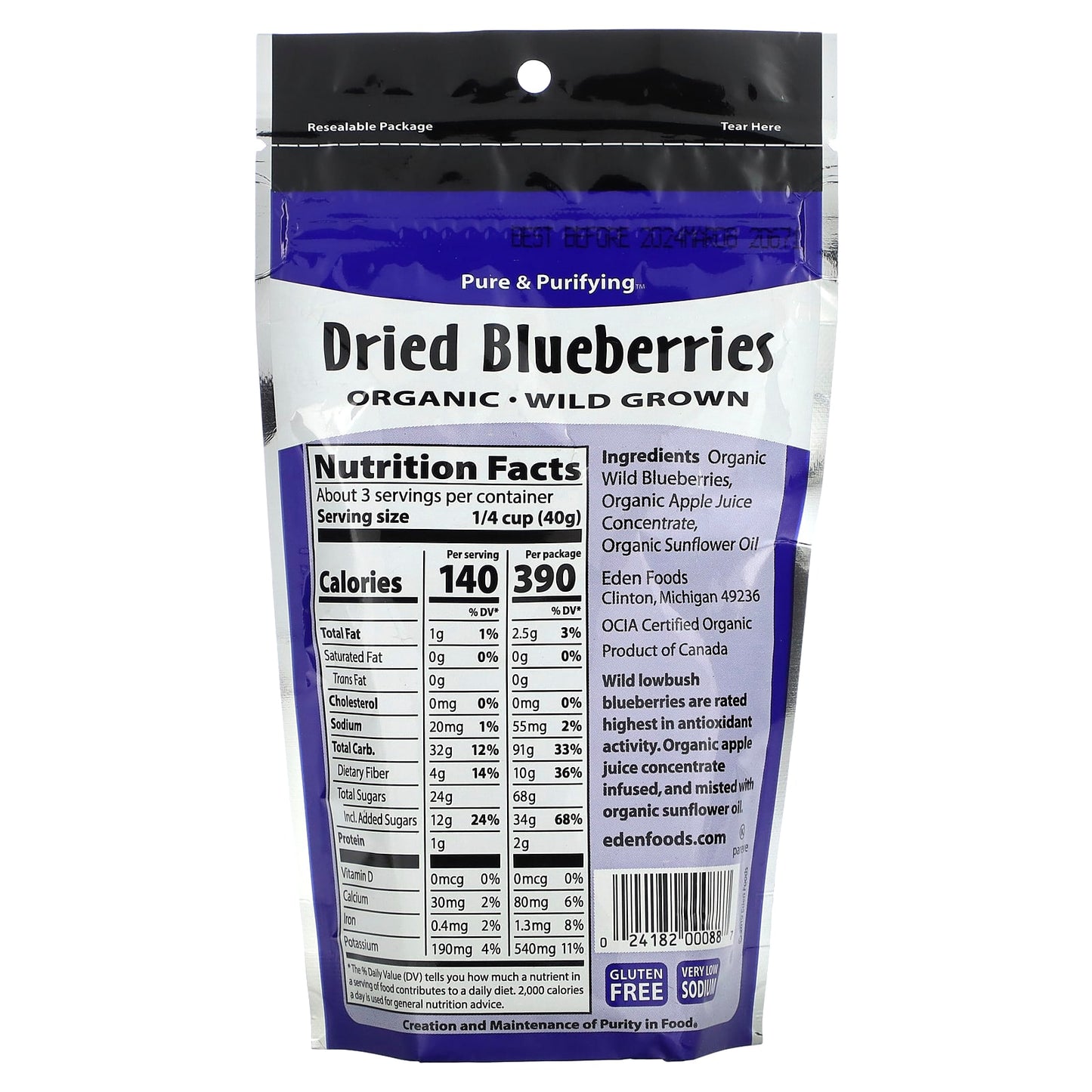 Eden Foods, Organic, Dried Blueberries, 4 oz (113 g)