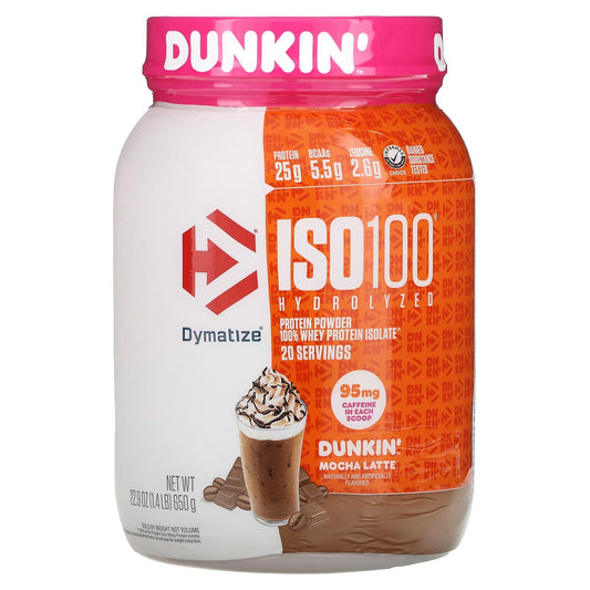 Dymatize-ISO100 Hydrolyzed-100% Whey Protein Isolate-Dunkin’ Mocha Latte-1.4 lb (650 g)