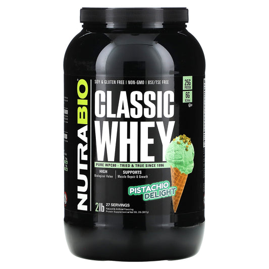 NutraBio-Classic Whey-Pistachio Delight-2 lb (907 g)