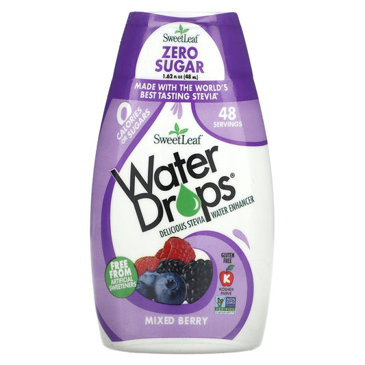 Wisdom Natural-SweetLeaf-Water Drops-Delicious Stevia Water Enhancer-Mixed Berry-1.62 fl oz (48 ml)