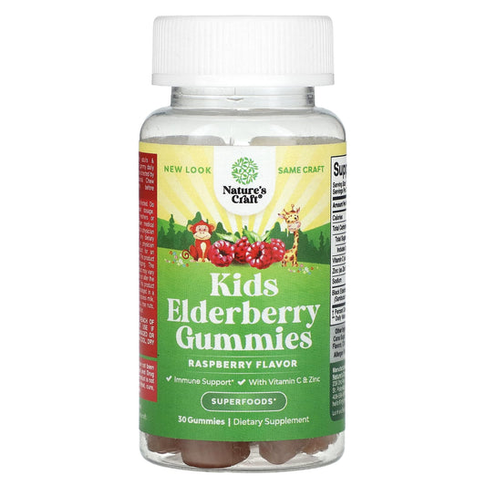 Nature's Craft-Kids Elderberry Gummies-Raspberry-30 Gummies