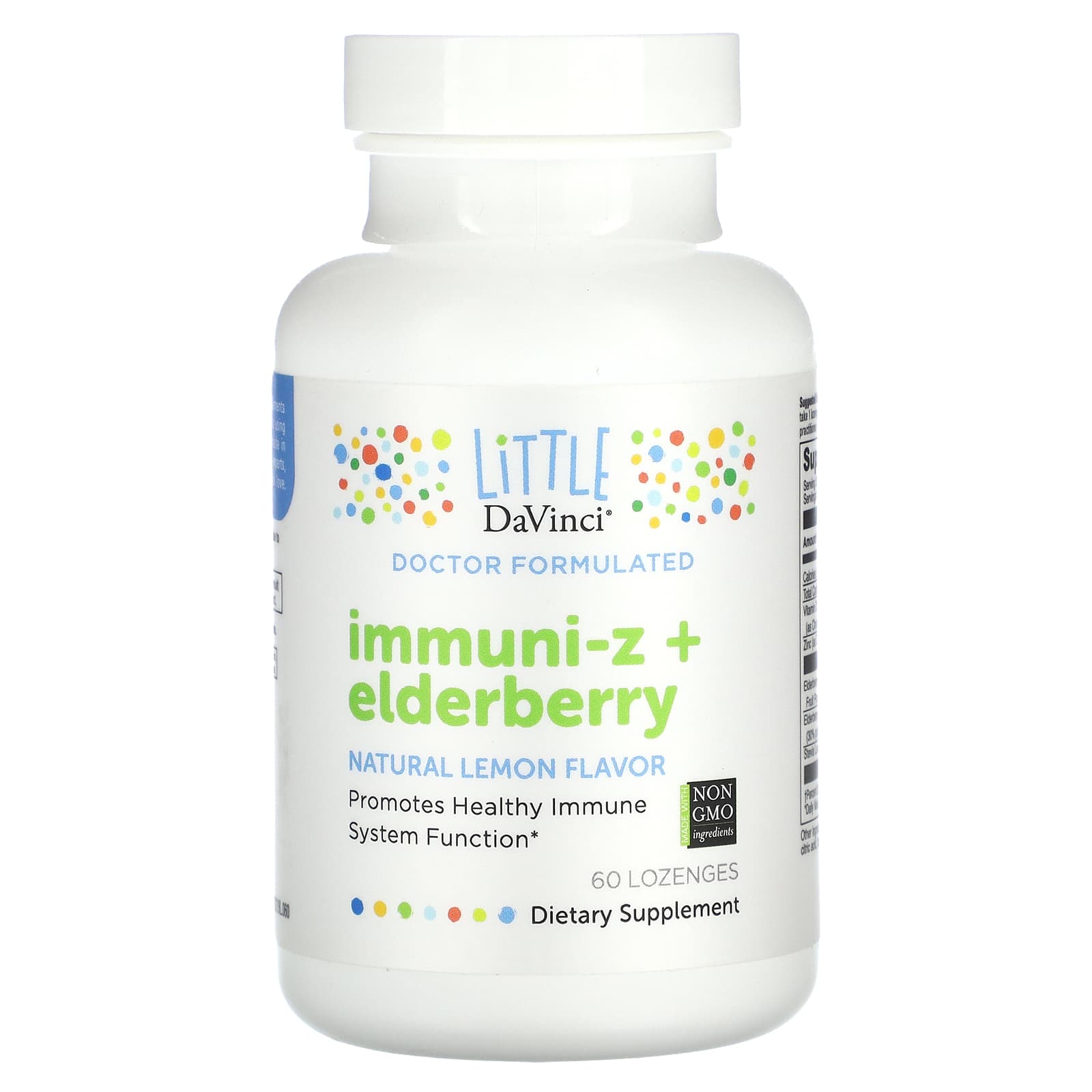 Little DaVinci-Immuni-Z + Elderberry-Natural Lemon-60 Lozenges