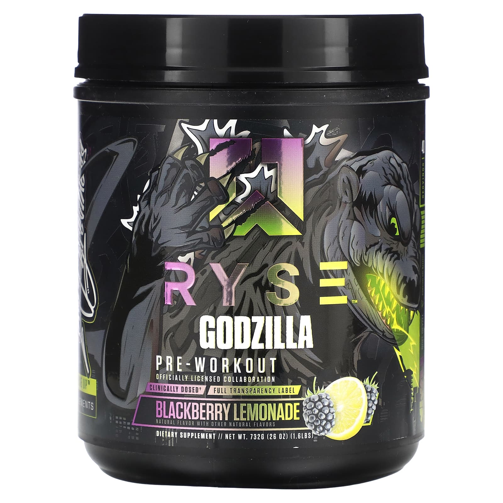 RYSE-Godzilla-Pre-Workout-Blackberry Lemonade-1.6 lbs (732 g)