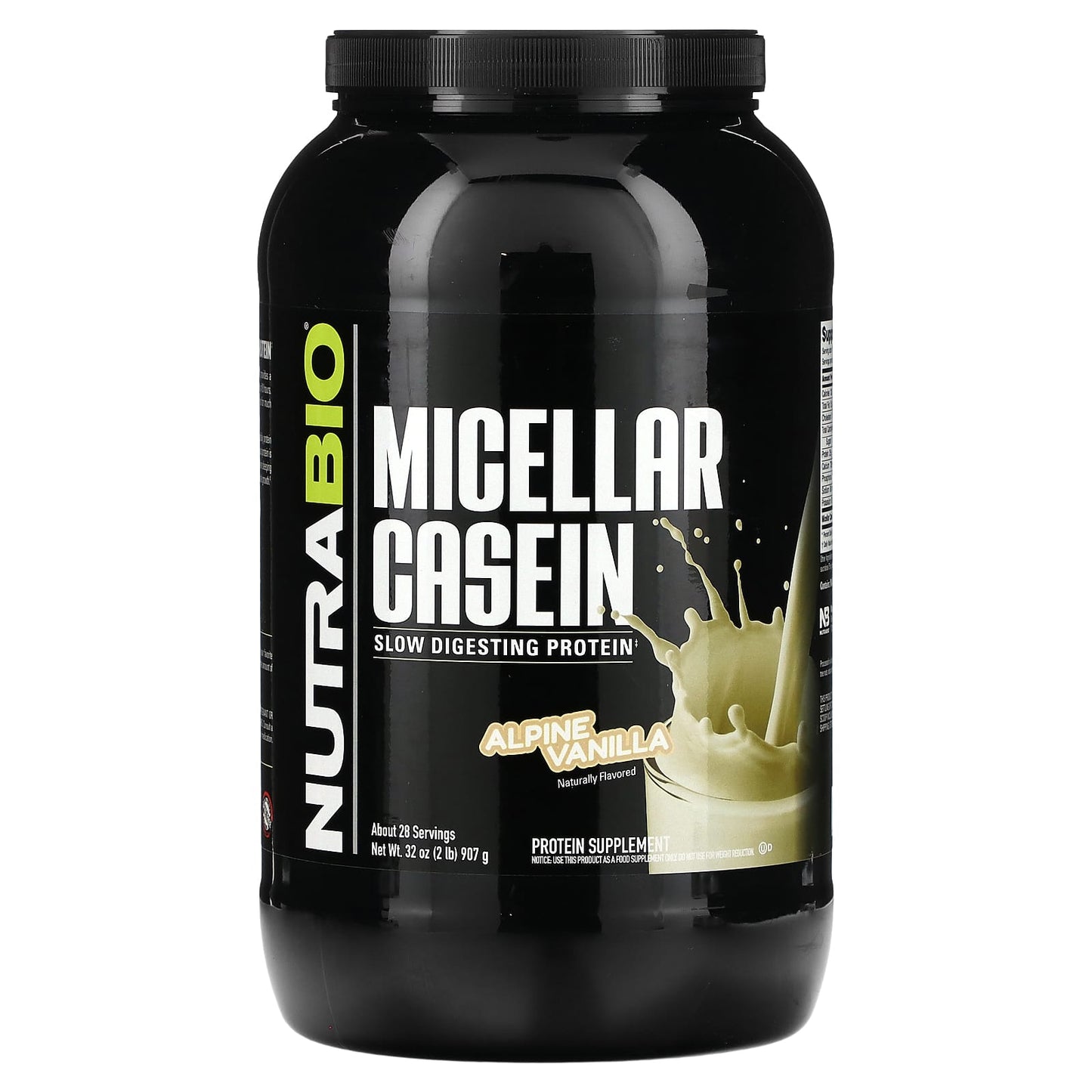 NutraBio-Micellar Casein-Alpine Vanilla -2 lb (907 g)