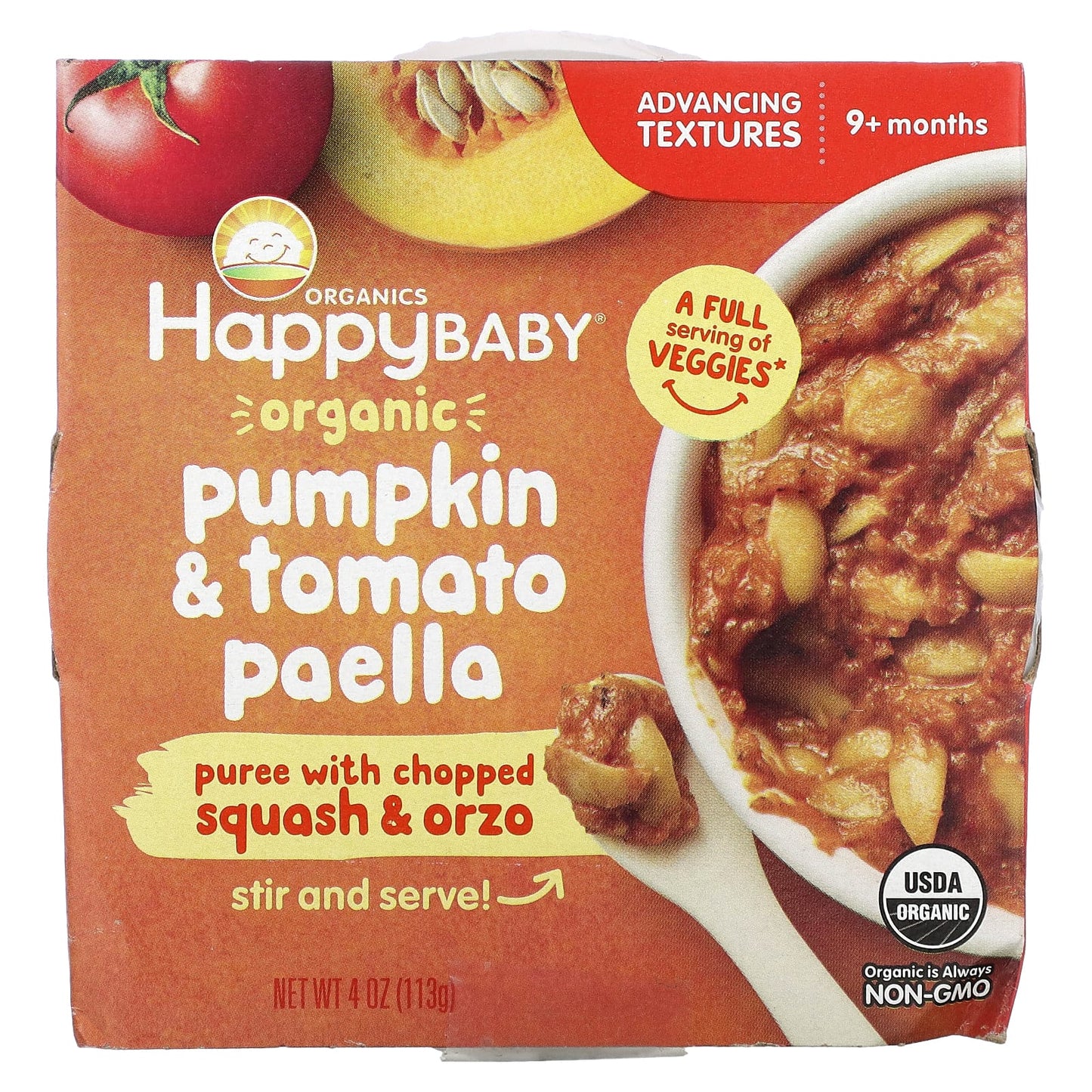 Happy Family Organics-Happy Baby-Organic Pumpkin & Tomato Paella-9+ Months-4 oz (113 g)