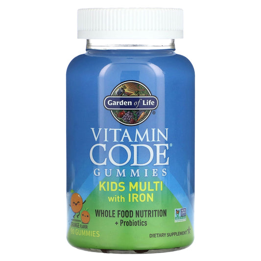 Garden of Life-Vitamin Code Gummies-Kids Multi with Iron-Orange-90 Gummies