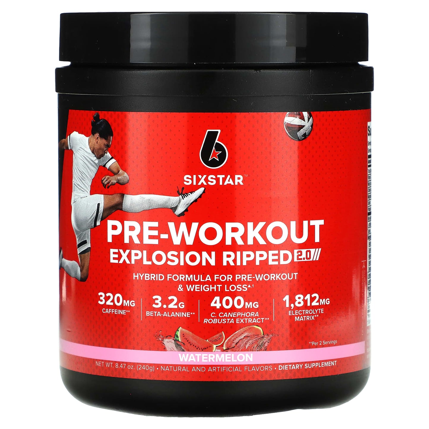 SIXSTAR-Pre-Workout Explosion Ripped 2.0-Watermelon-8.47 oz (240 g)