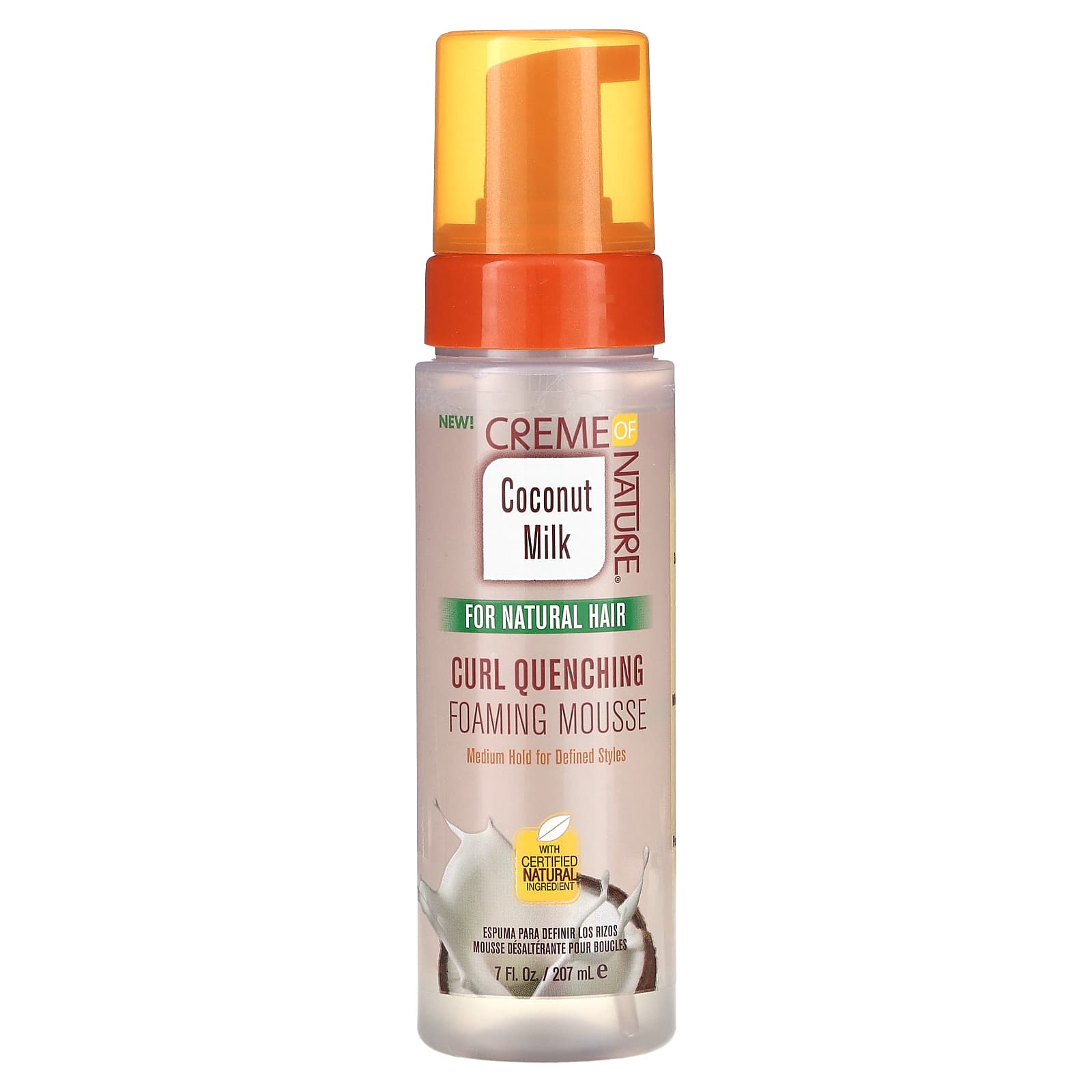 Creme Of Nature-Coconut Milk-Curl Quenching Foaming Mousse-For Natural Hair-7 fl oz (207 ml)