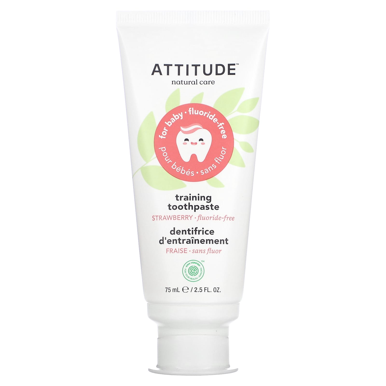 ATTITUDE-Baby-Training Toothpaste-Fluoride Free-Strawberry-2.5 fl oz-(75 mL)