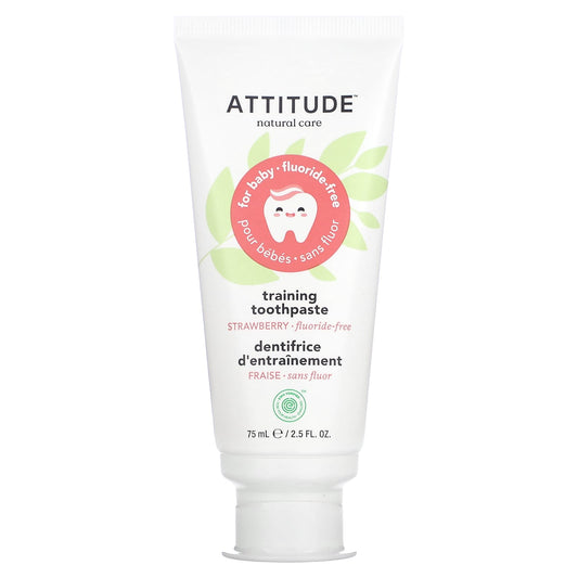 ATTITUDE-Baby-Training Toothpaste-Fluoride Free-Strawberry-2.5 fl oz-(75 mL)