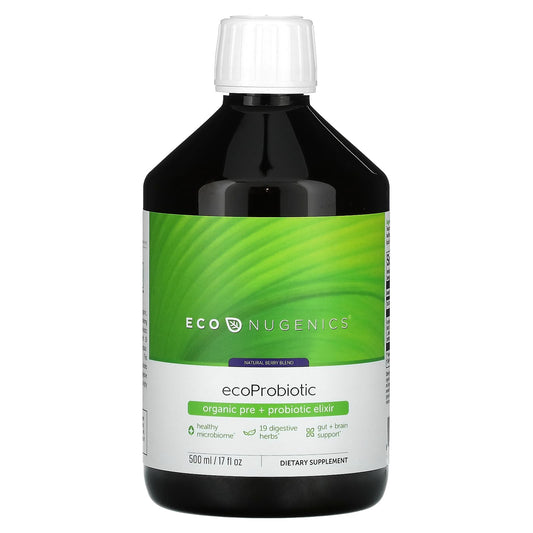 Econugenics-EcoProbiotic-Organic Pre + Probiotic Elixir-Natural Berry-17 fl oz (500 ml)