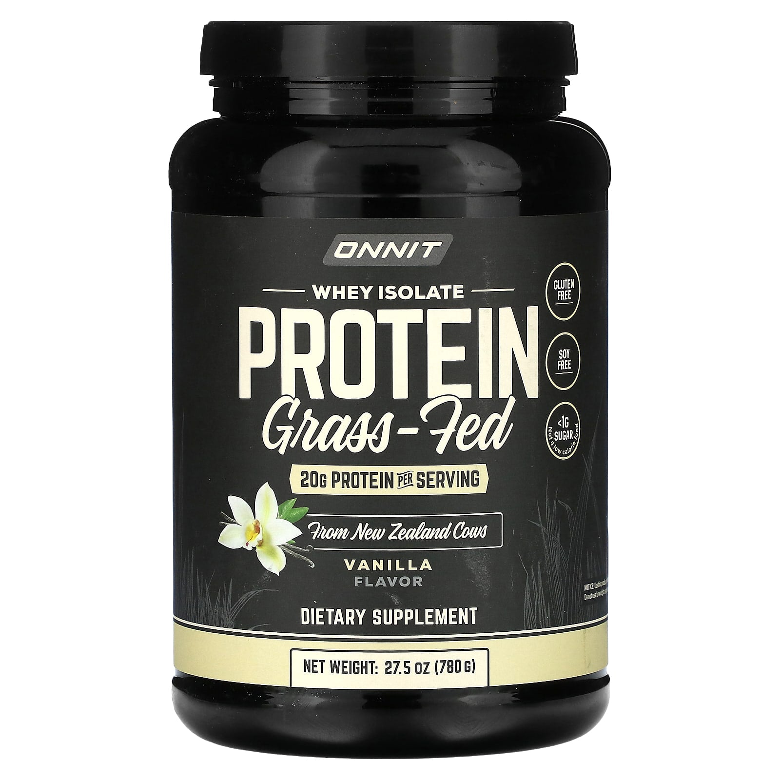 Onnit-Whey Isolate Protein-Grass Fed-Vanilla-27.5 oz (780 g)