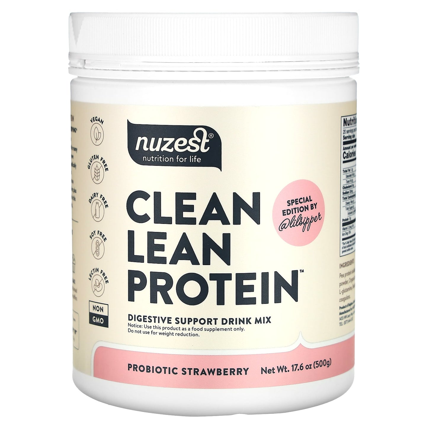 Nuzest-Clean Lean Protein-Probiotic Strawberry-17.6 oz (500 g)