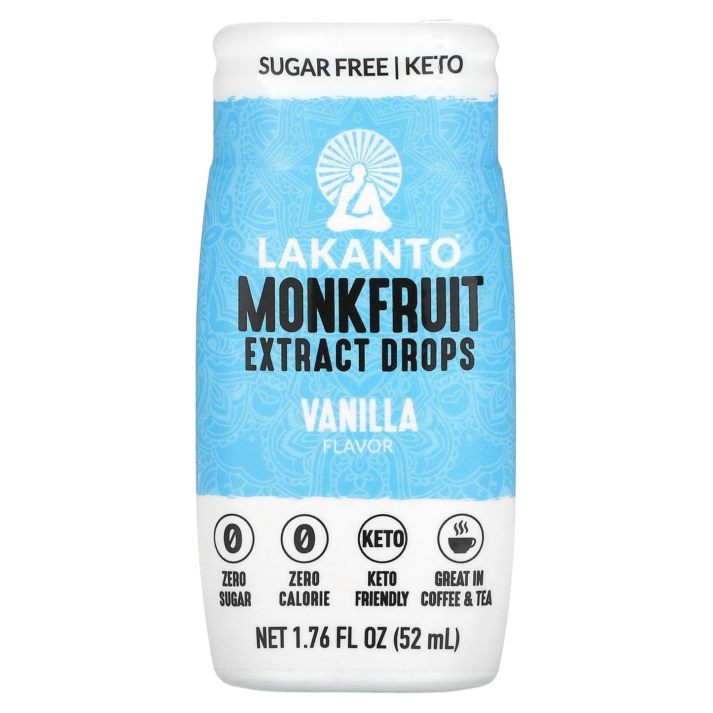 Lakanto-Monkfruit Extract Drops-Vanilla-1.76 fl oz (52 ml)