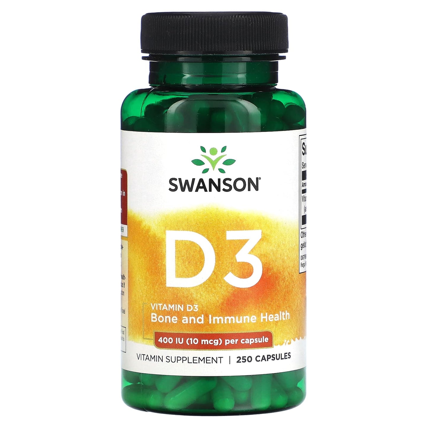 Swanson-Vitamin D3-400 IU (10 mcg)-250 Capsules