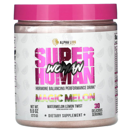 ALPHA LION-SuperHuman Woman-Hormone Balancing Performance Drink-Magic Melon-Watermelon Lemon Twist-9.6 oz (273 g)