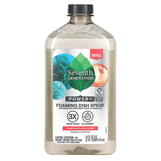 Seventh Generation-Power+ Foaming Dish Spray-Refill-Honeycrisp Apple-16 fl oz (473 ml)