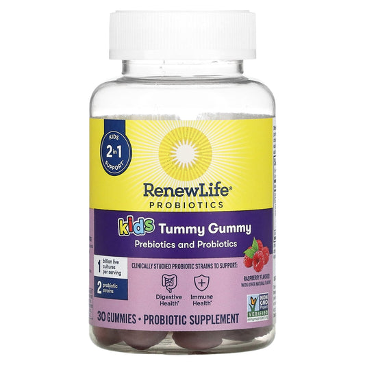 Renew Life-Kids Tummy Gummy-Prebiotics and Probiotics-Raspberry-30 Gummies