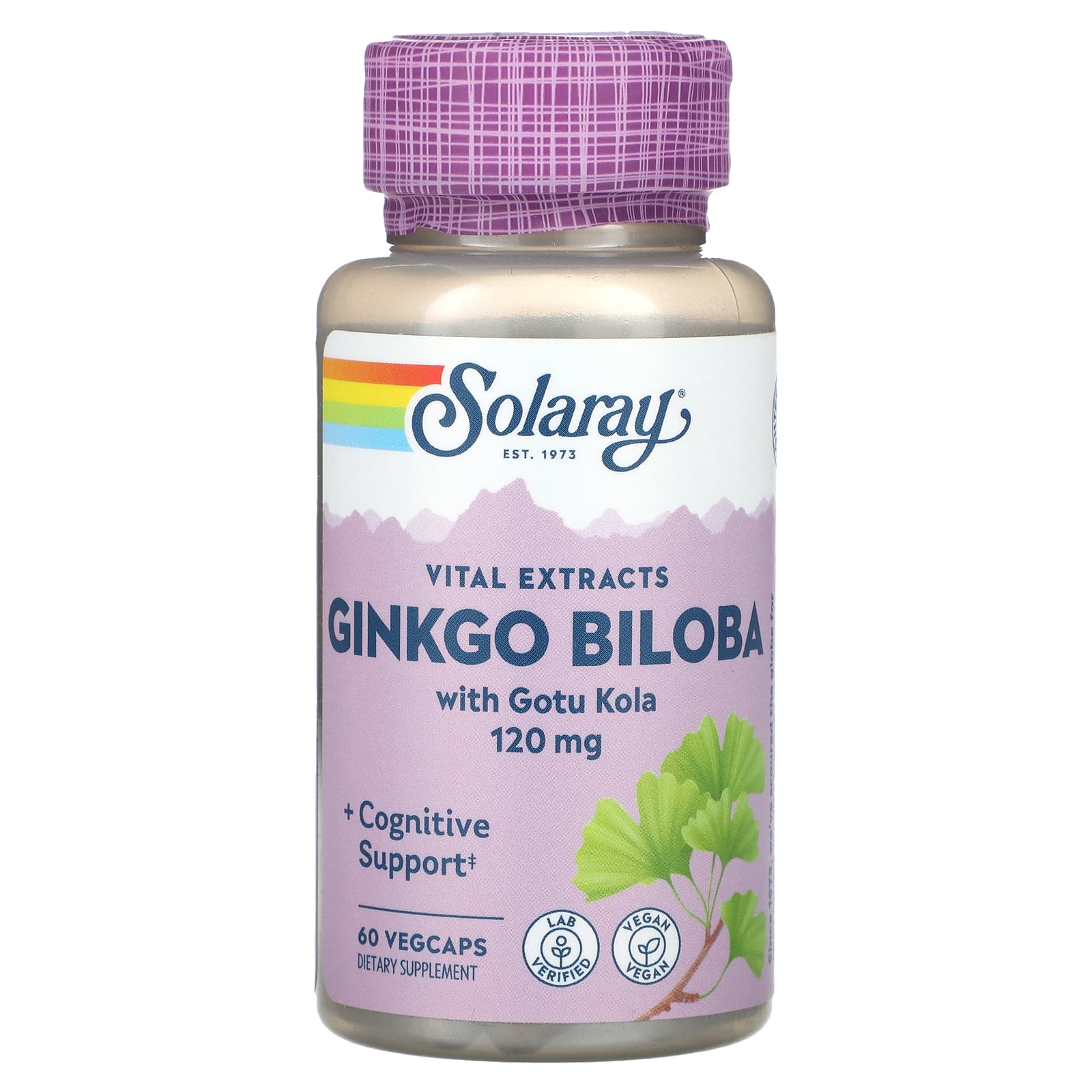 Solaray-Vital Extracts-Ginkgo Biloba With Gotu Kola-120 mg-60 VegCaps