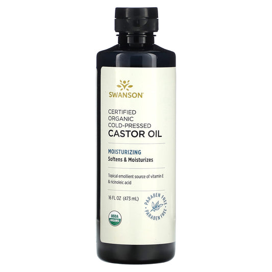 Swanson-Certified Organic Cold-Pressed Castor Oil-16 fl oz (473 ml)