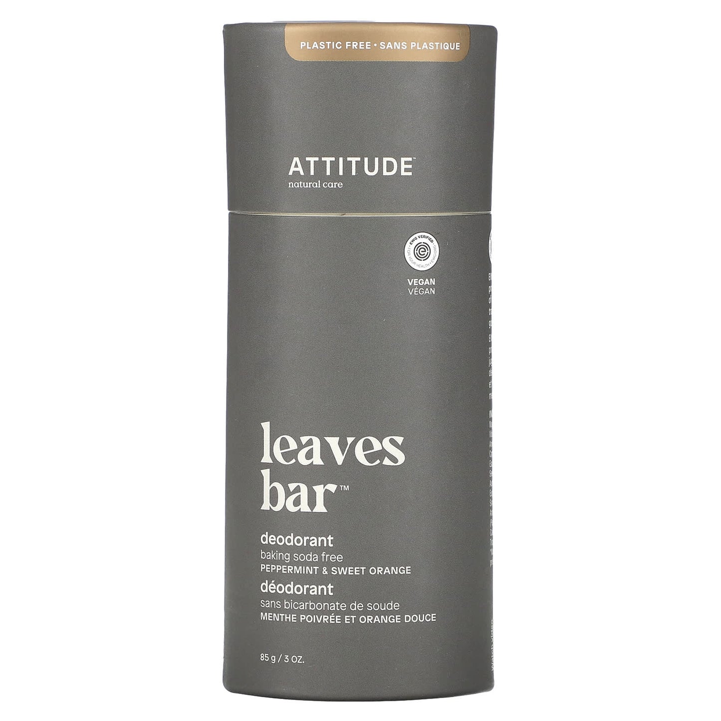 ATTITUDE-Leaves Bar Deodorant-Peppermint & Sweet Orange-3 oz (85 g)