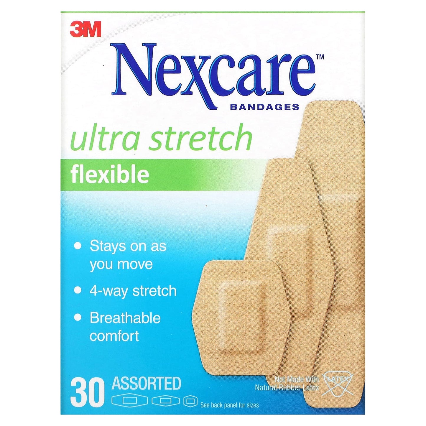 Nexcare-Ultra Stretch Flexible Bandages-30 Assorted Sizes