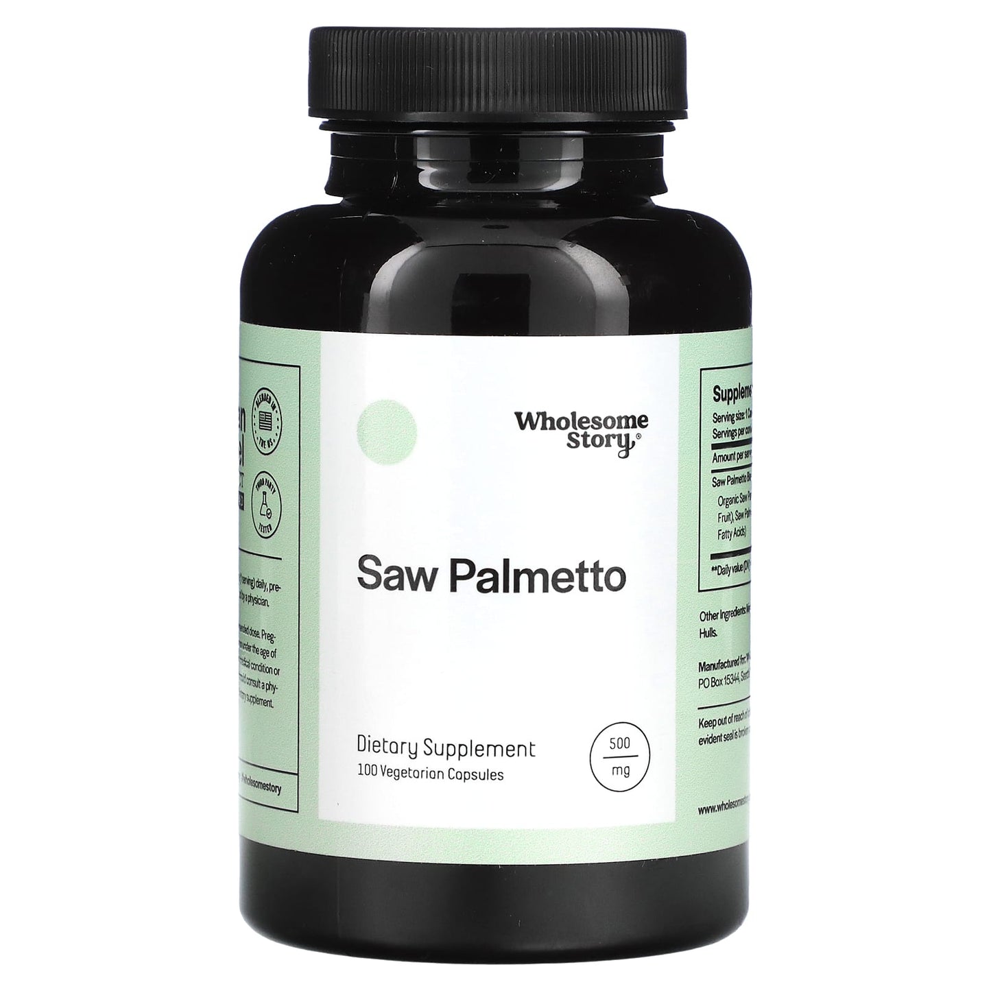 Wholesome Story-Saw Palmetto-500 mg-100 Vegetarian Capsules