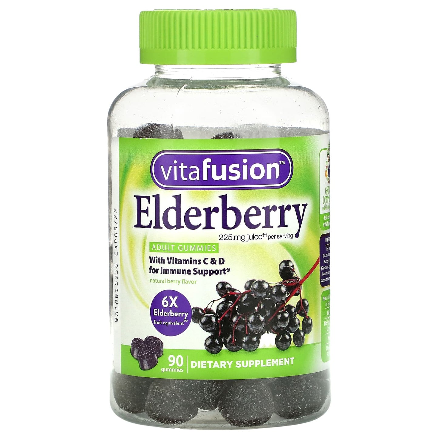 VitaFusion-Elderberry-With Vitamins C & D for Immune Support-Natural Berry-90 Gummies