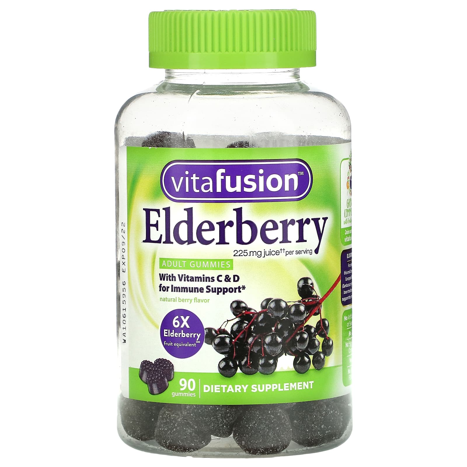 VitaFusion-Elderberry-With Vitamins C & D for Immune Support-Natural Berry-90 Gummies