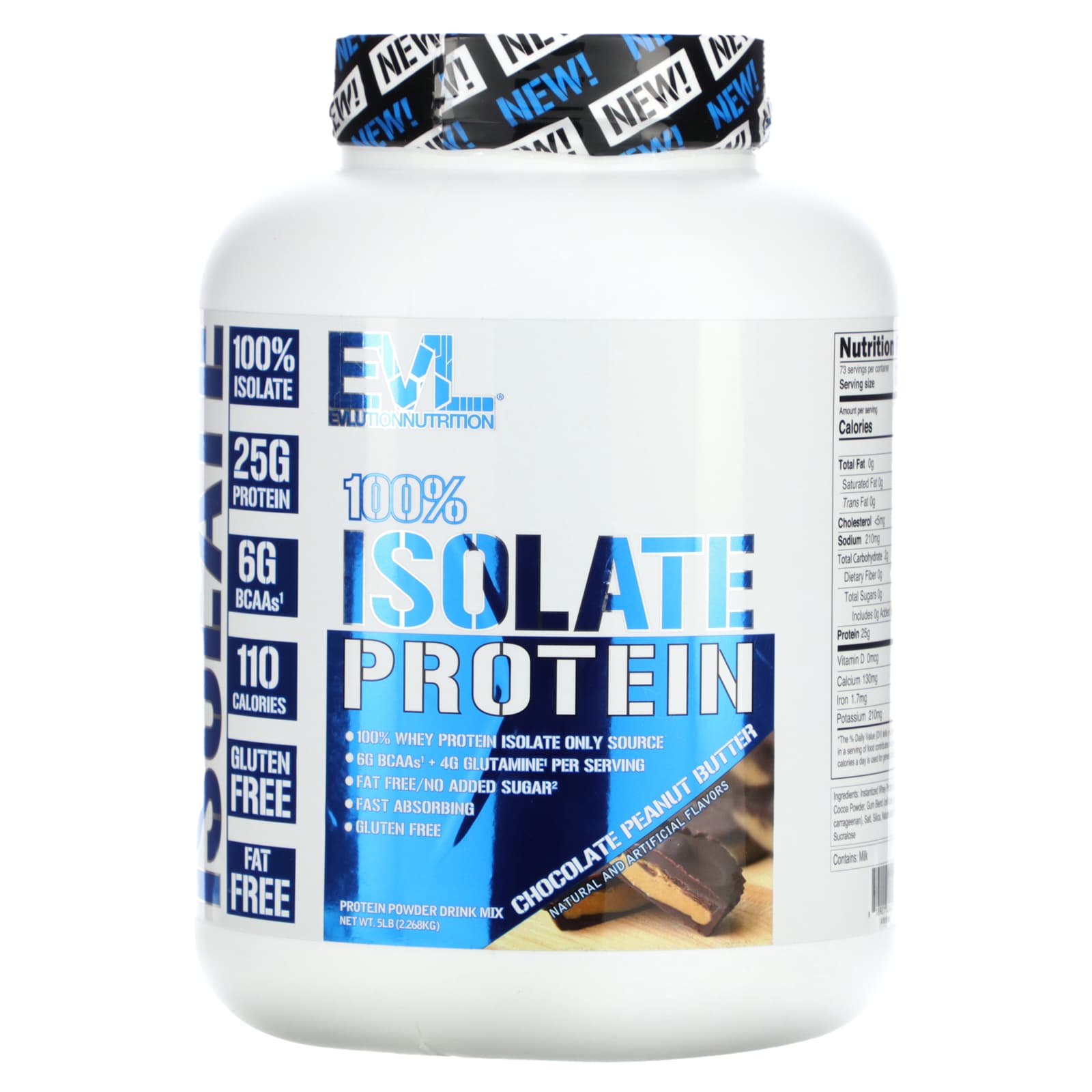 EVLution Nutrition-100% Isolate Protein-Chocolate Peanut Butter-5 lb (2.268 kg)