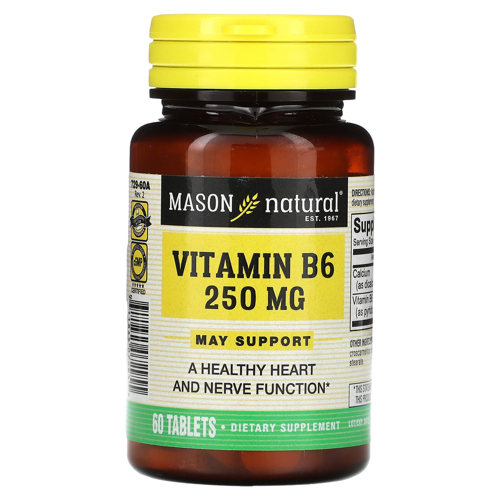 Mason Natural-Vitamin B6-250 mg-60 Tablets