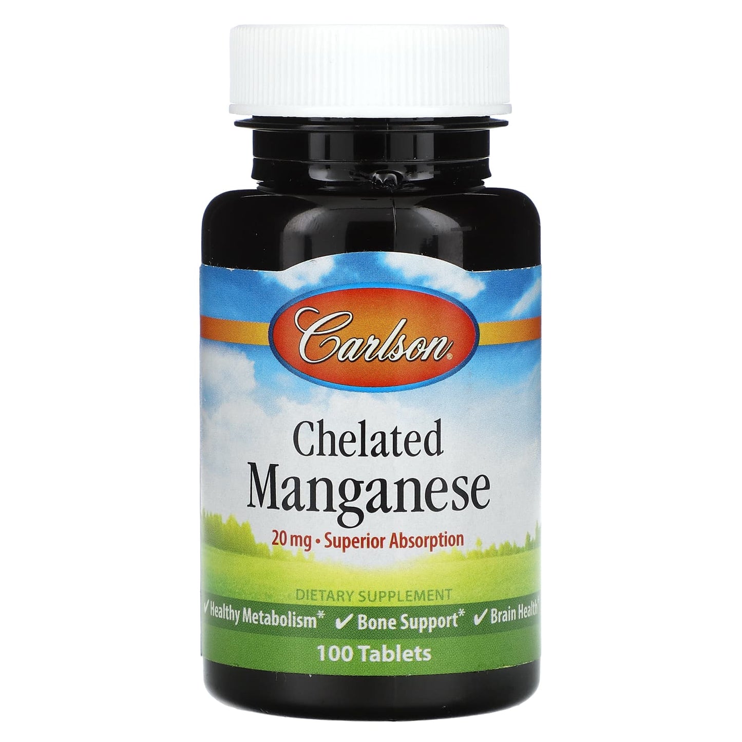 Carlson-Chelated Manganese -20 mg -100 Tablets