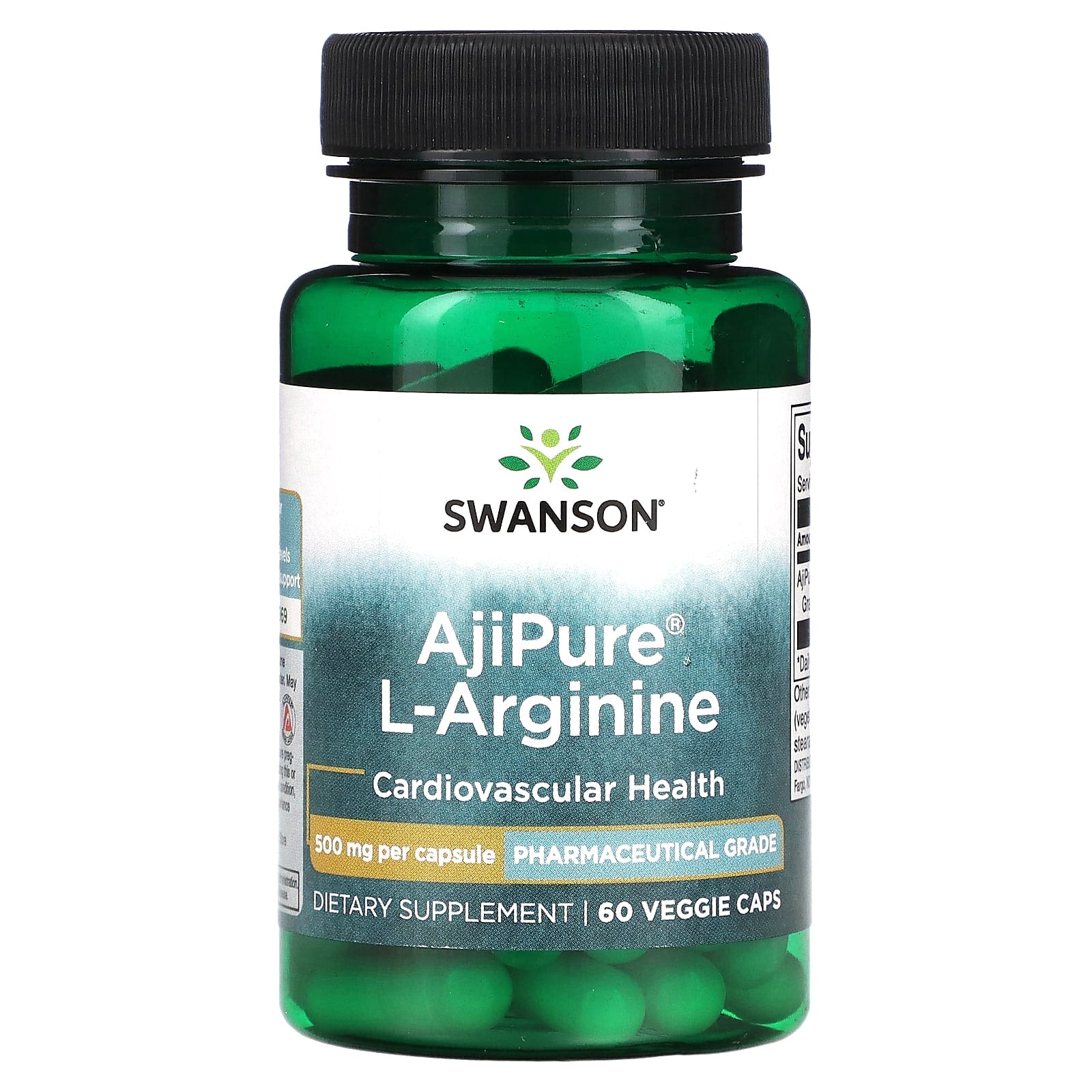 Swanson-AjiPure L-Arginine-500 mg-60 Veggie Caps