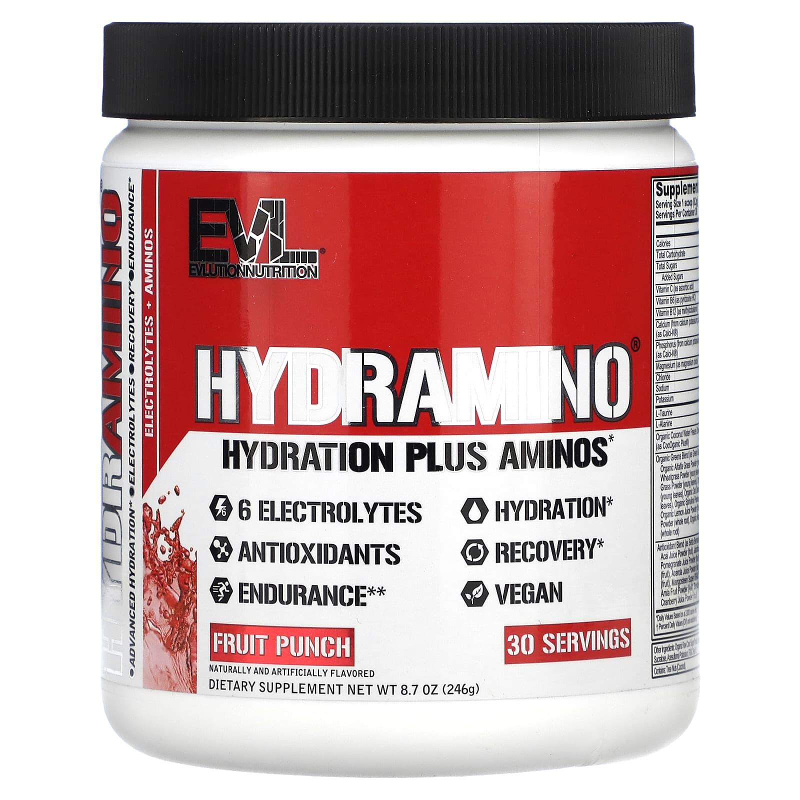 EVLution Nutrition-HydrAmino-Fruit Punch-8.7 oz (246 g)