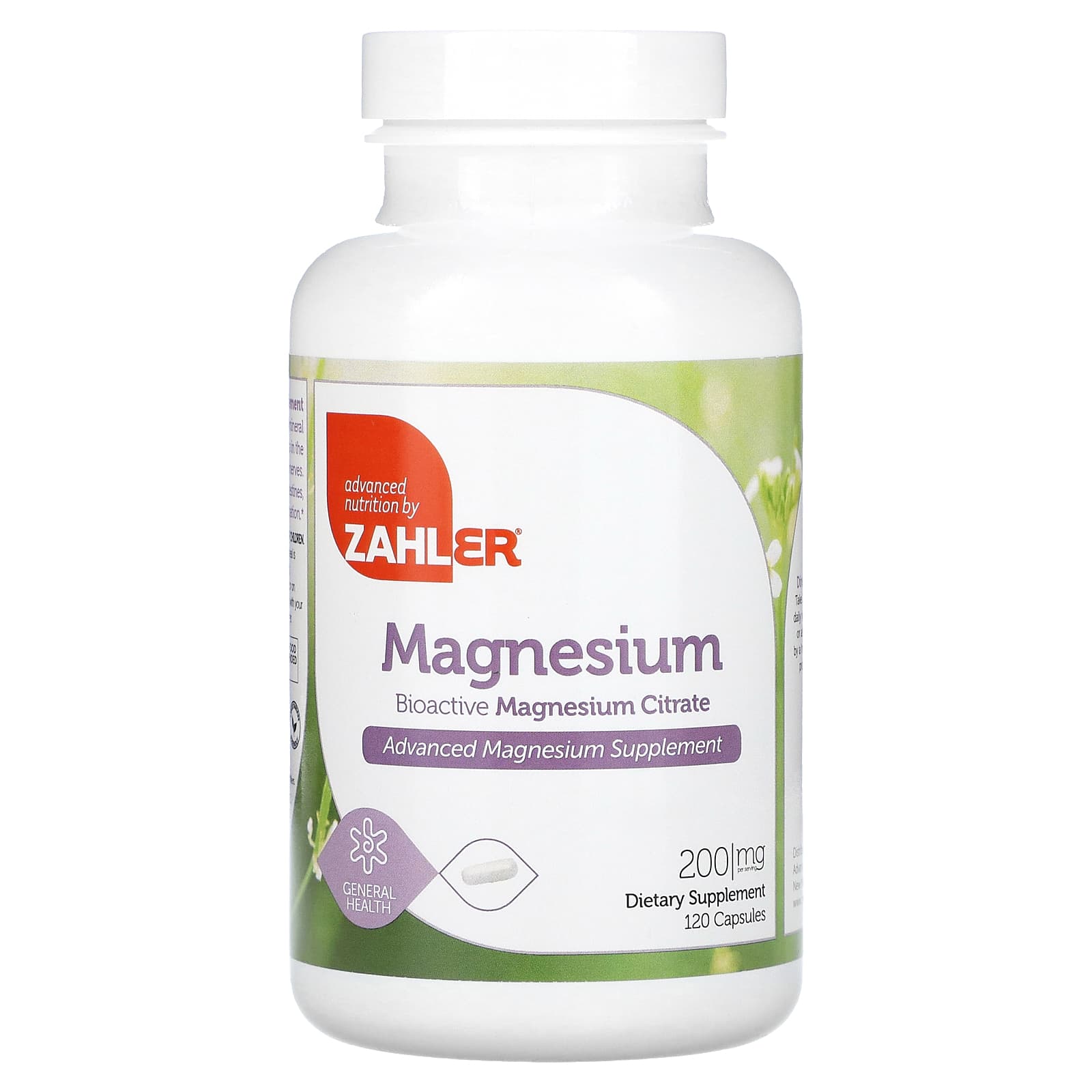 Zahler-Magnesium-Bioactive Magnesium Citrate-200 mg-120 Capsules