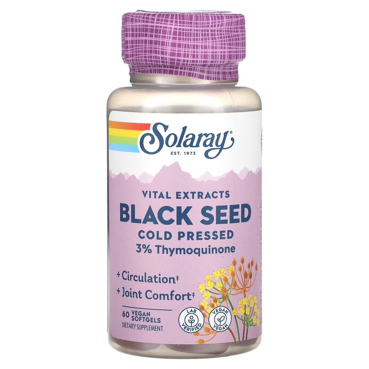 Solaray-Vital Extracts-Black Seed-Cold Pressed-60 Vegan Softgels