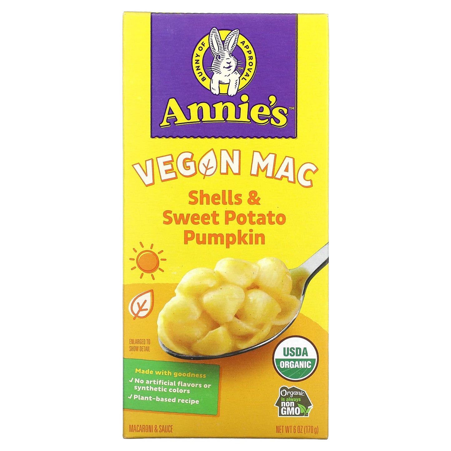 Annie's Homegrown-Vegan Mac-Shells & Sweet Potato-Pumpkin-6 oz (170 g)